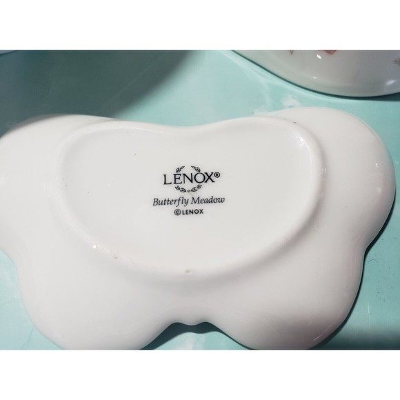 Lenox Butterfly Meadow Individual Teapot Lid Cup Tea Bag Holder EUC Garden Lady - Picture 4 of 4